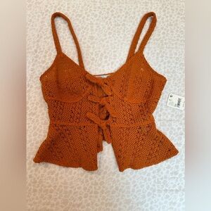 🛍️ FREE PEOPLE 🛍️ FLASH SALE $19 Crochet Knit Cotton Tank Beach Top NWT